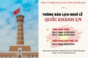 THÔNG BÁO NGHỈ LỄ 2/9/2024